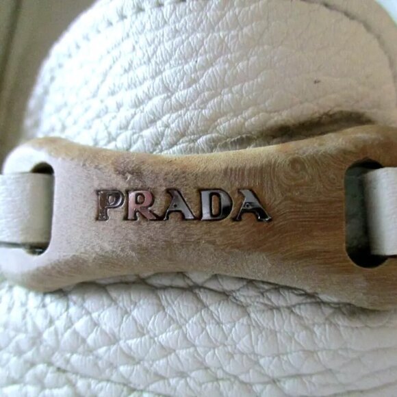 Women's Prada Off White Pebble Leather Logo Slip On Flats with Prada Dust Bag - Picture 3 of 6